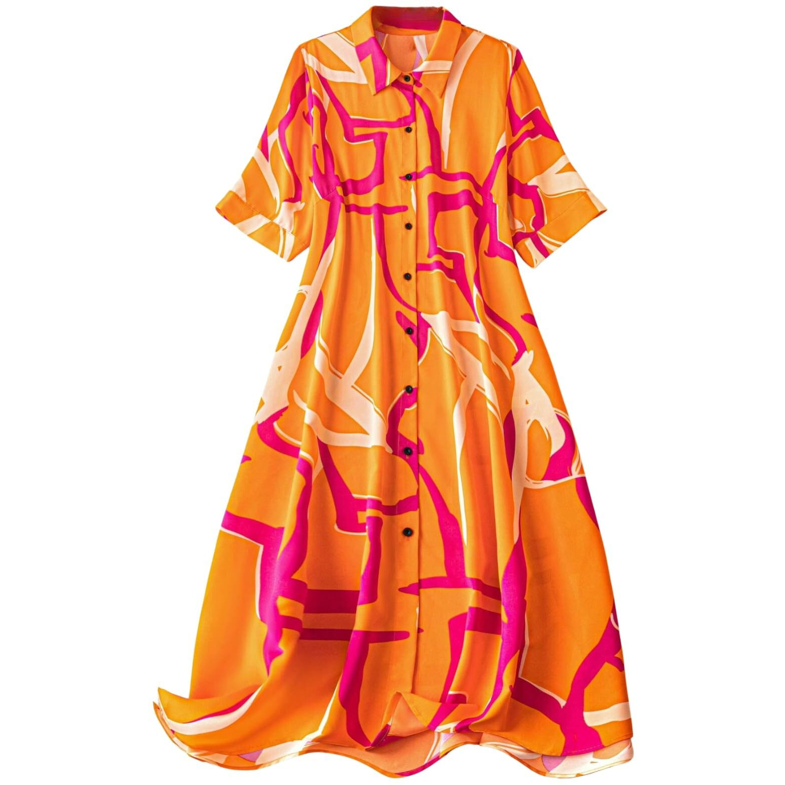 Dhruvi Trendz Women Rayon Standard Length Dress Regular Fit Western (Dt-Wd1143_Ornage_Small), Orange