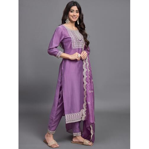 Alvami Women's Silk Solid Straight Kurta Set (Gulnaz_Pink