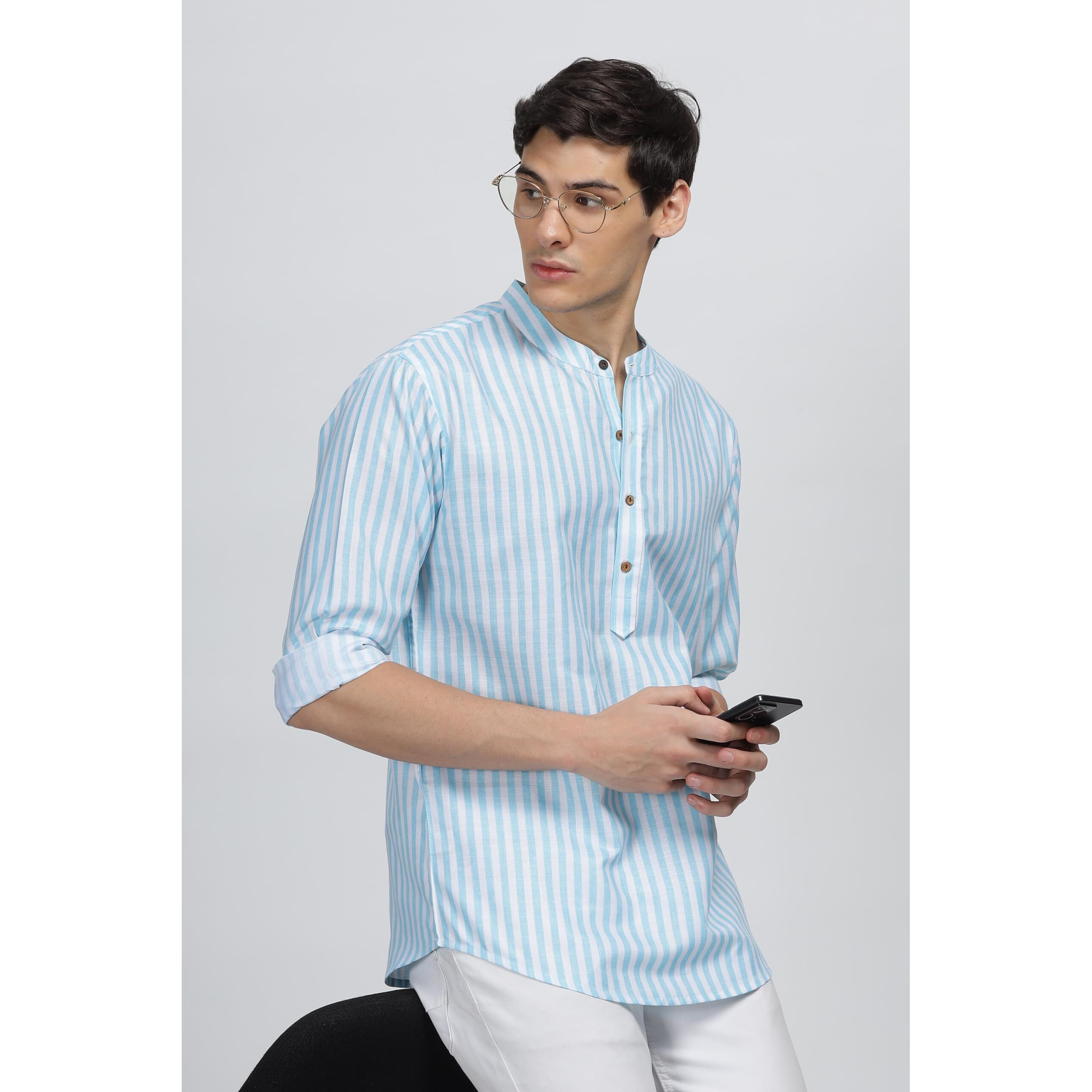 Be Active Men's Cotton Regular Shirt (Rf0027_Blue