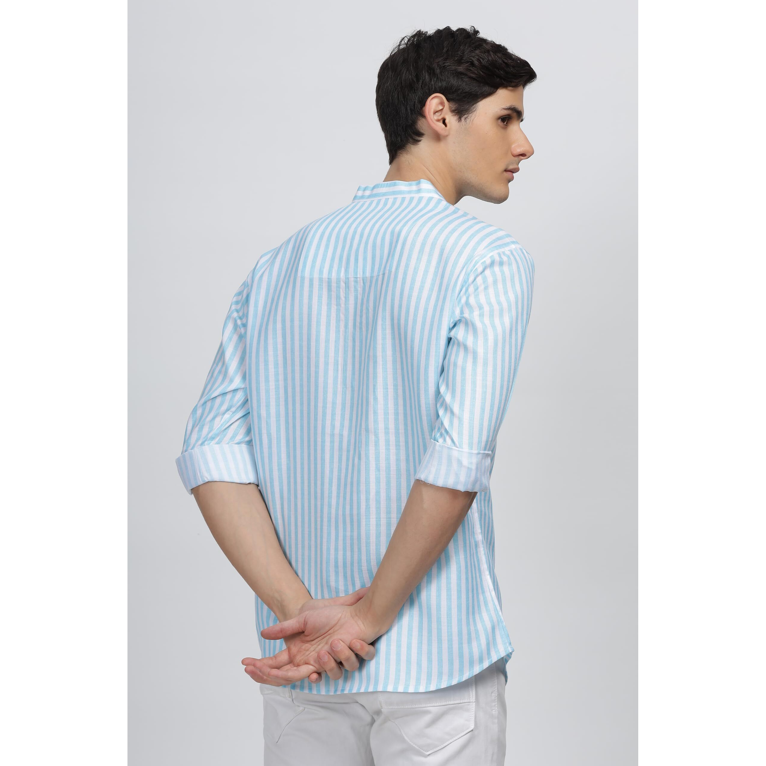 Be Active Men's Cotton Regular Shirt (Rf0027_Blue