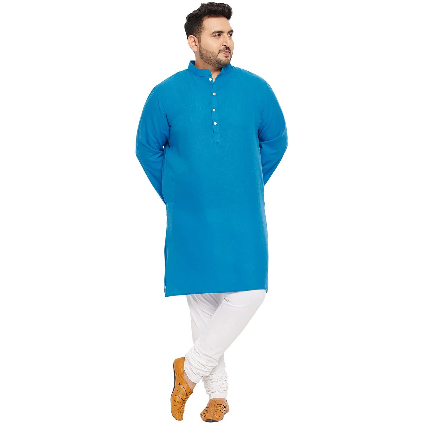 Bigbanana Plus Size Men's Regular Fit Kurta (Ullas-Sky Blue,Sky Blue,7Xl)