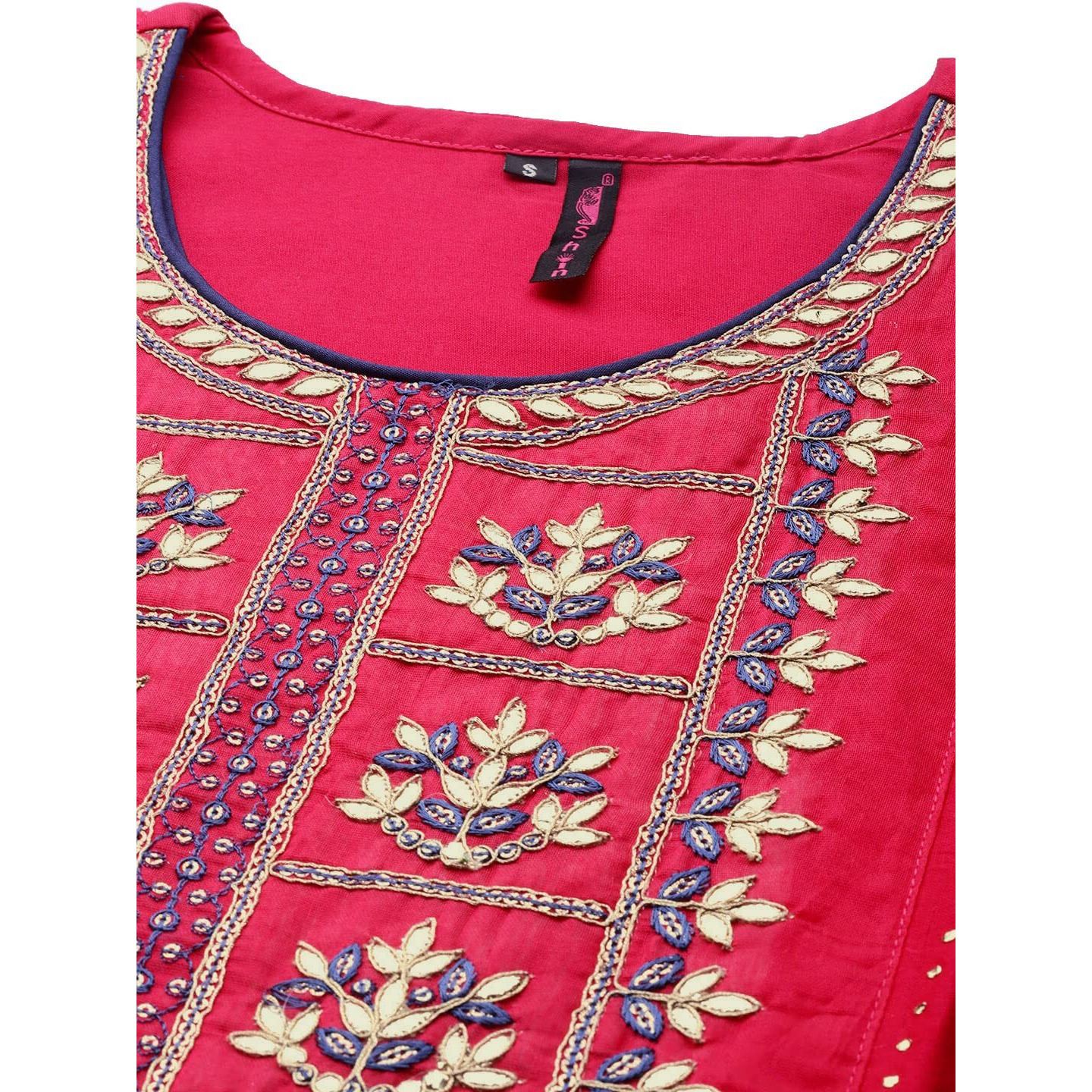 Ishin Women's Pink Embroidered A-Line Kurta Set With Trouser And Dupatta
