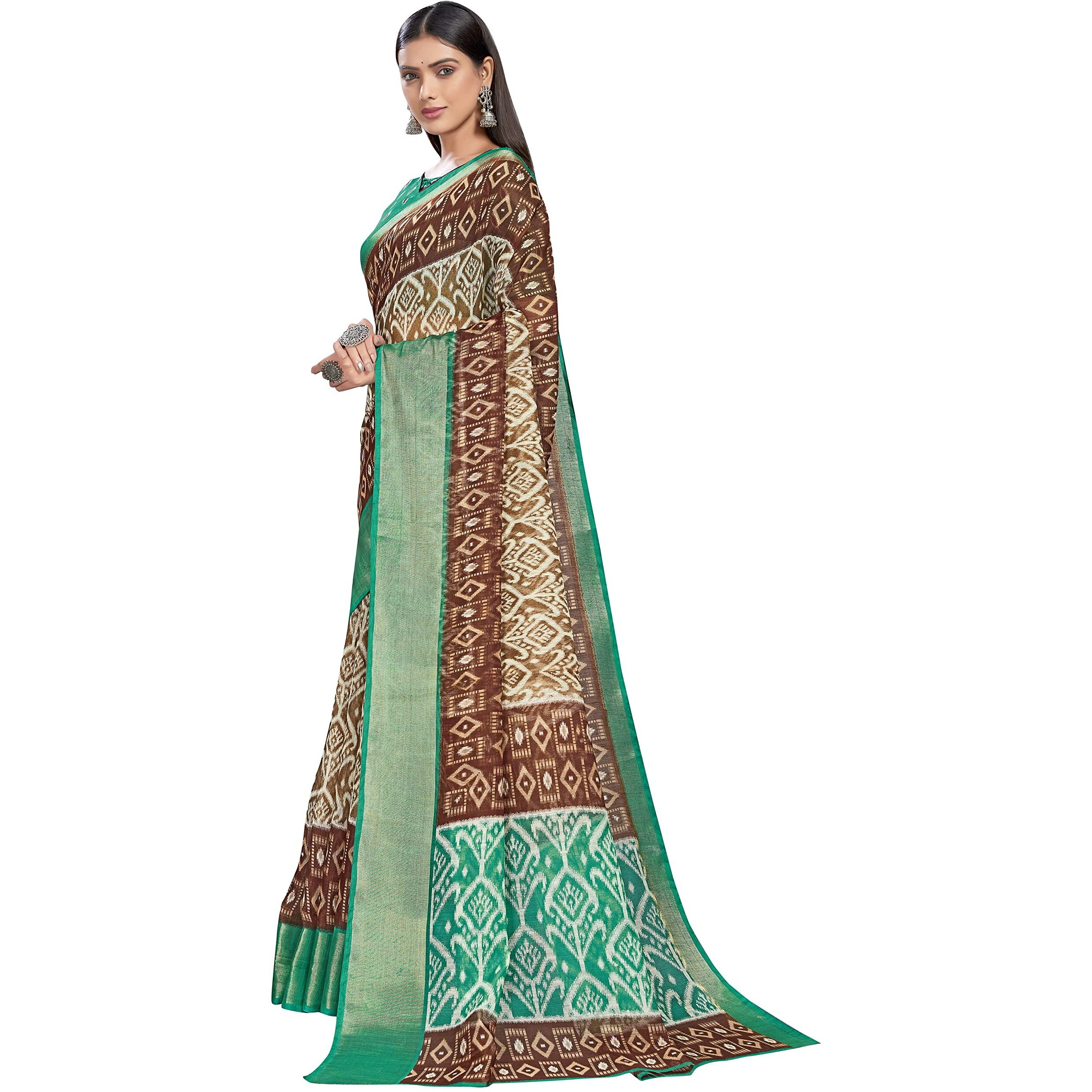 Glory Sarees Womens Cotto Silk Saree With Blouse Piece (Khushbu105_Brown)