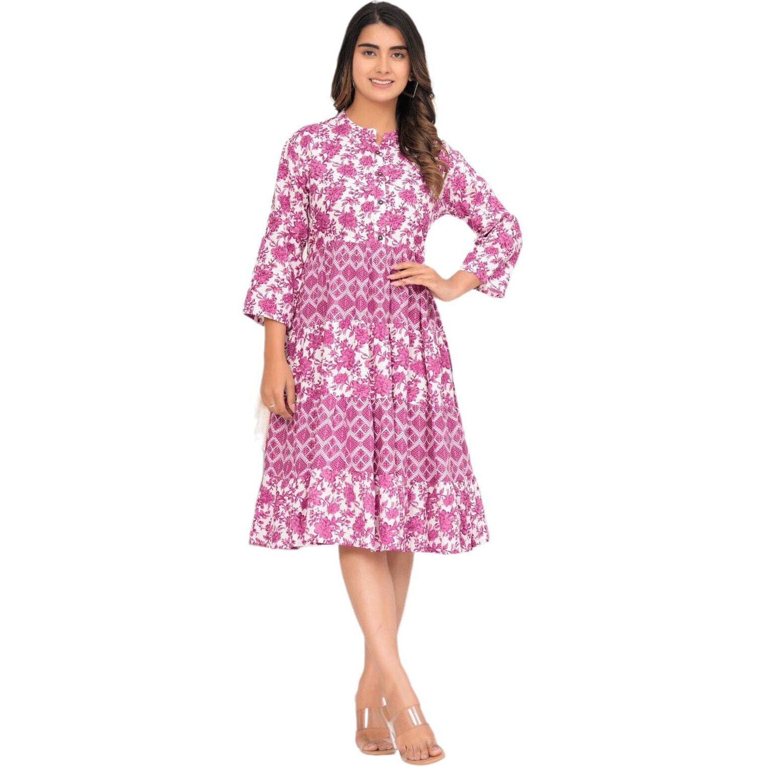Jikonet Women's Cotton Cocktail Midi Dress (Ti-404-Xs_Fandango