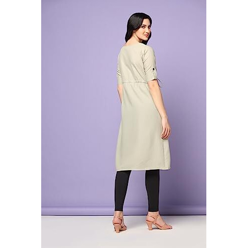 Greciilooks Women Rayon Casual Regular Fit Kurti (Grey, Xx-Large)