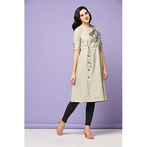 Greciilooks Women Rayon Casual Regular Fit Kurti (Grey, Xx-Large)