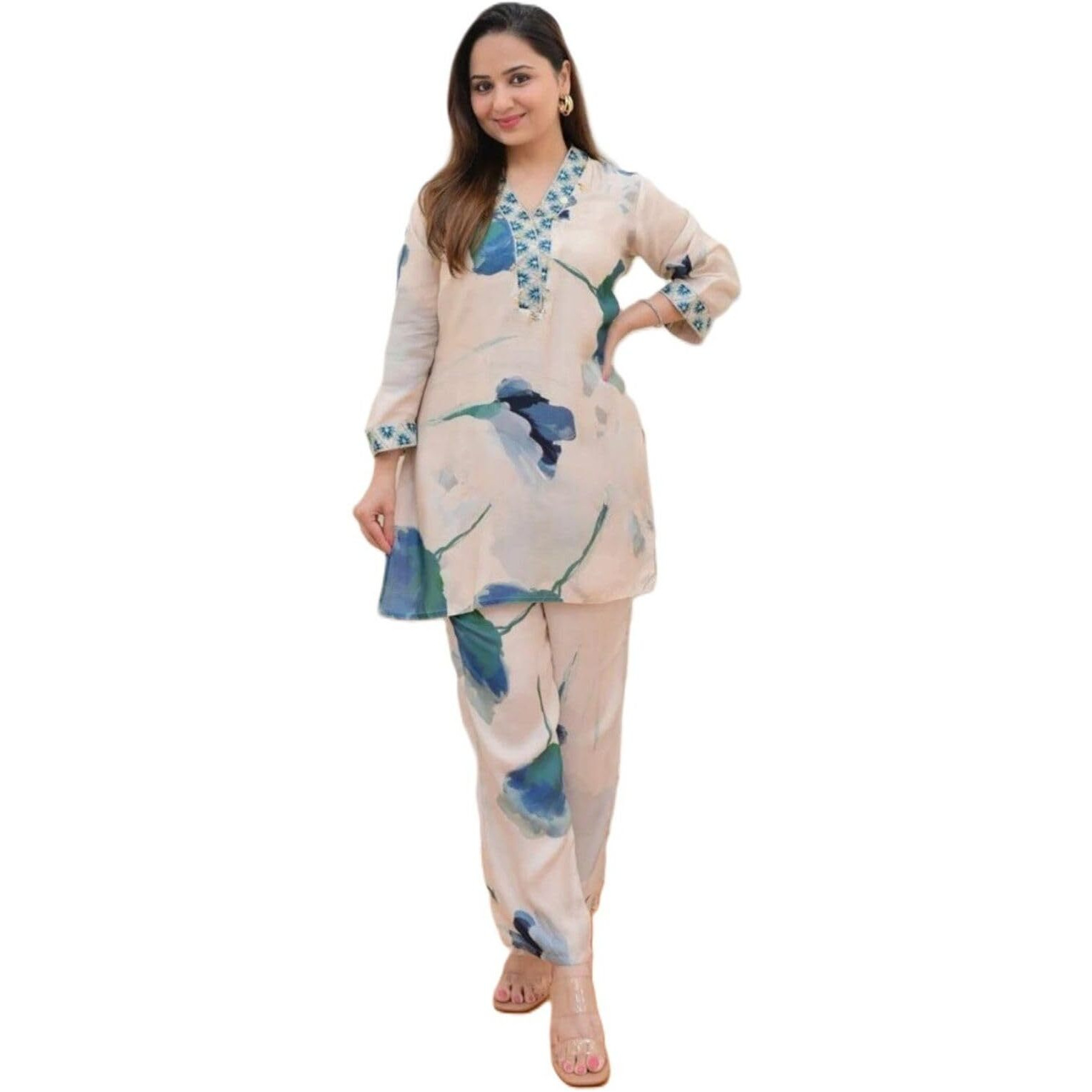 Leriya Fashion-Oslc House Women's Rayon Regular Fit Kurta Set (Lf-W1817&Tr874_Off White_3Xl)