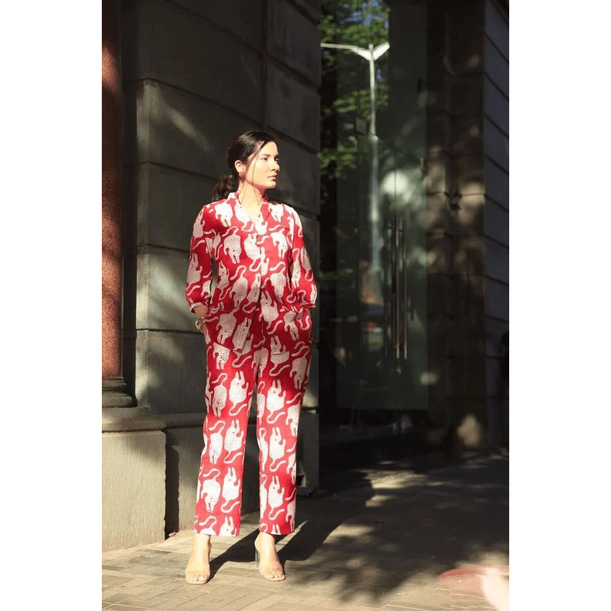 Leriya Fashion Ethnic Co Ord Set For Women | Kurta Set For Women | Women Kurta | Women Kurta Sets Kurtis | Women Kurta Pant Set | Women Kurta Pant Set Women Kurti Set(Small, Red) Lf-K-W1783&Tr842