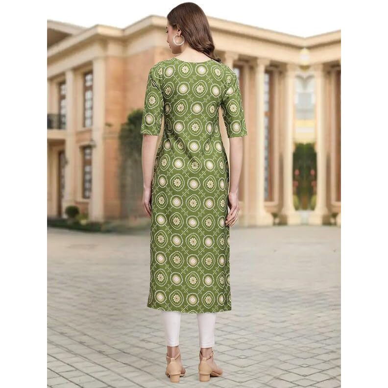 Pinkmint Crepe Digital Printed Kurti For Womens Straight Kurti For Women (Pack Of 5)