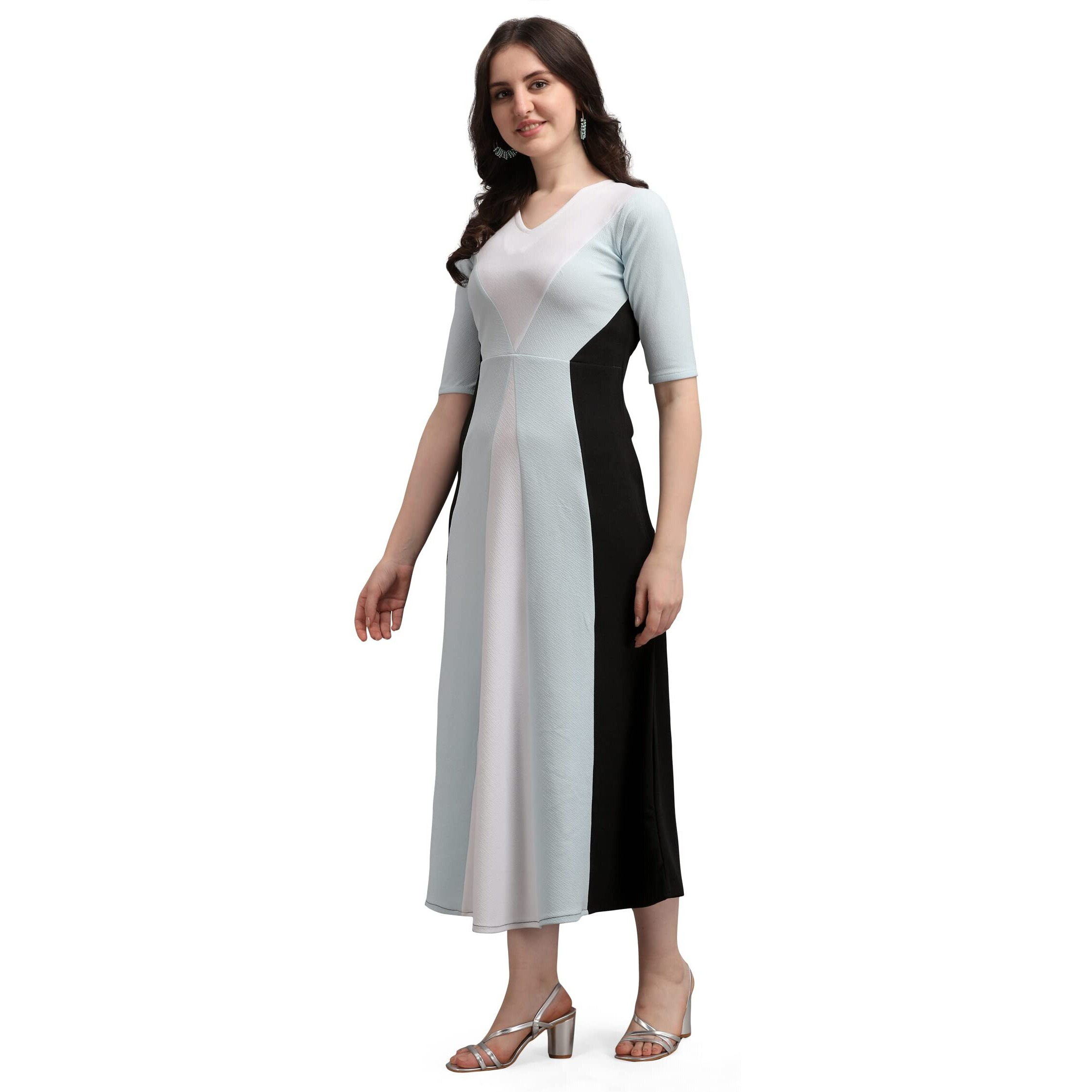 Purvaja Women's Corduroy Empire Waist Maxi Cocktail Dress (Lucy-418-Sb-Bl-M_Sky Blue