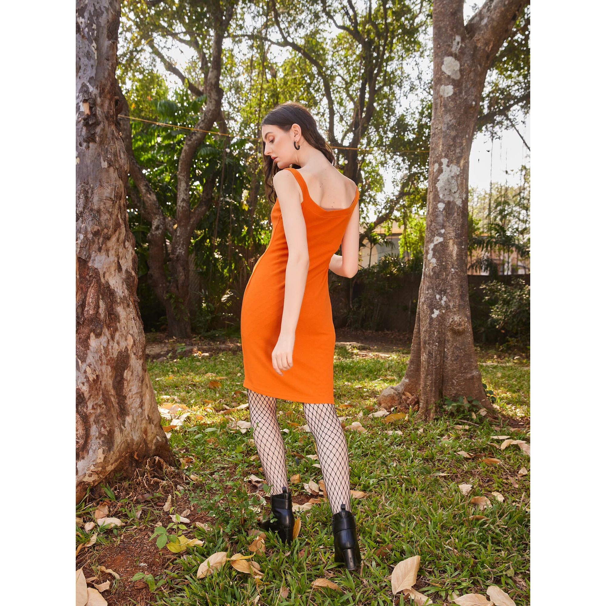 Purvaja Womens Bodycon Mini Length Dress (Wini-123_Orange_X-Large)