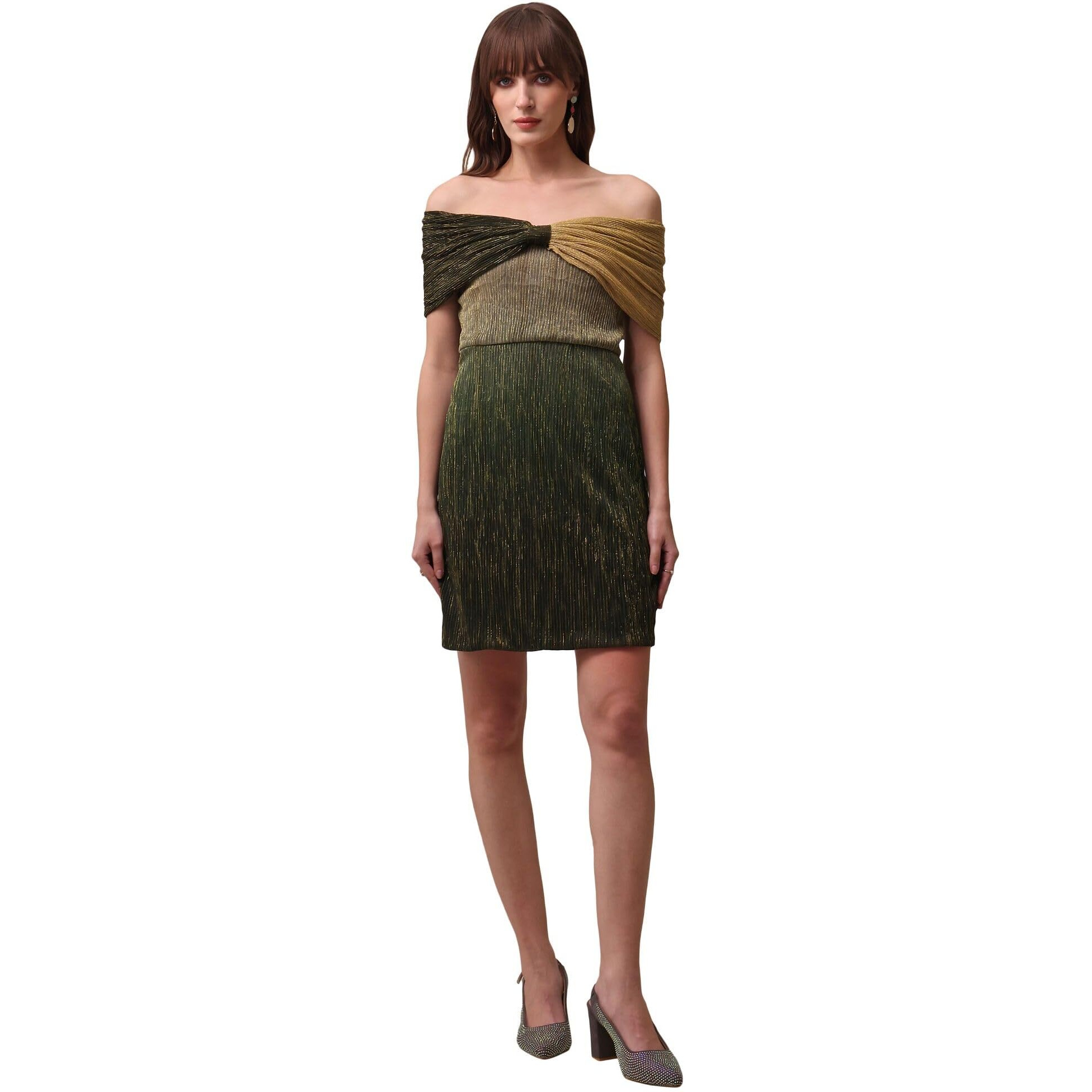 Purvaja Womens Bodycon Mini Length Dress (Wini-168_Green_X-Large)