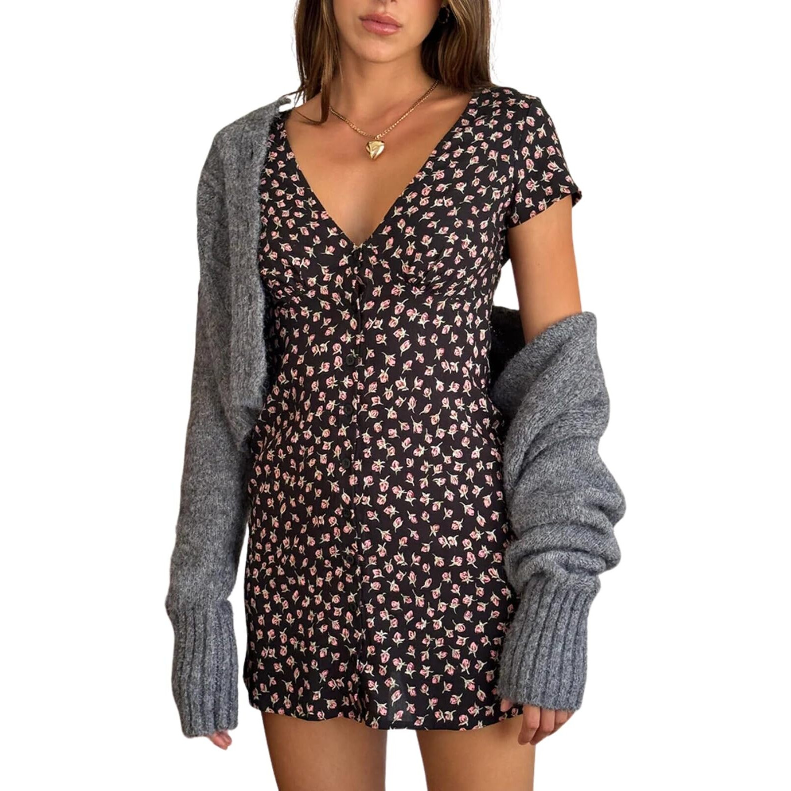 Greciilooks One-Piece Dress For Women (Gl-Wd1178-S-Black)