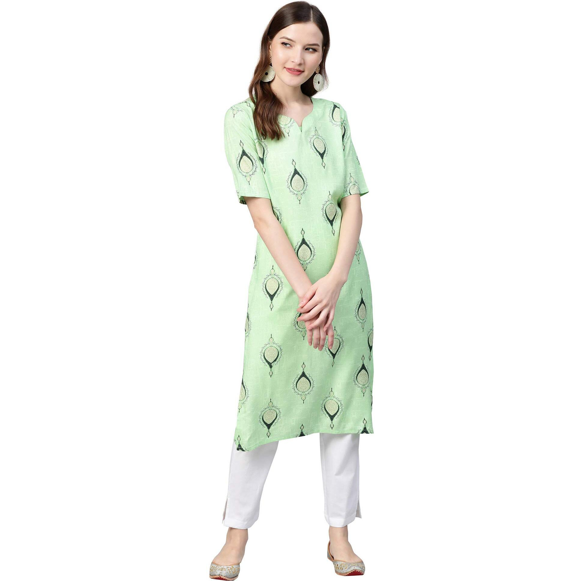 Idalia Sage Green Rayon Kurta Set