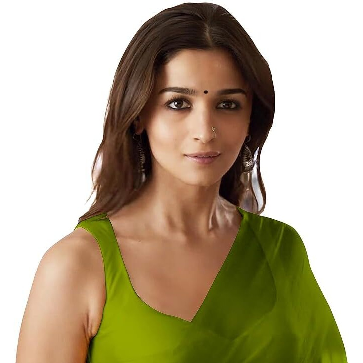 Shiv Textiles Women's Plain Georgette Saree With Unstitched Blouse Piece.(Alia Bhatt Saree-1-Mehendi)