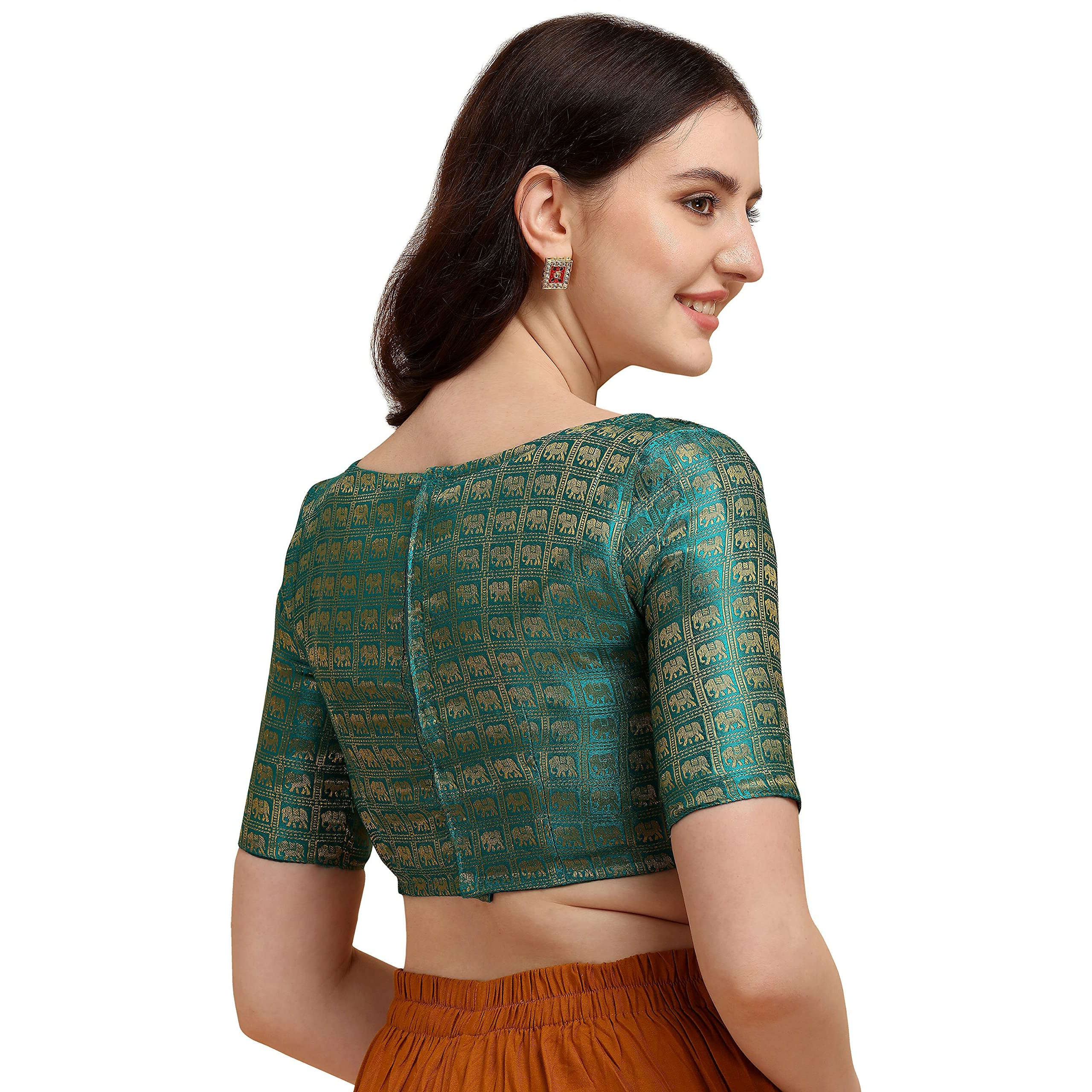Oomph Jacquard Blue Readymade Blouse For Women - Rbbl135L