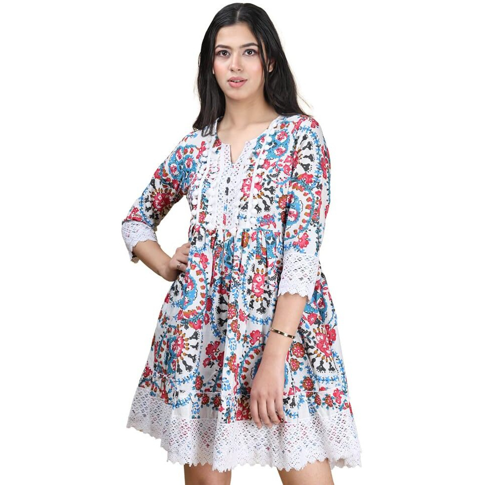 Noble Monk Women Flared Dress | 3/4 Sleeve | Crepe Fit | Midi Dress | One Piece Dress For Women