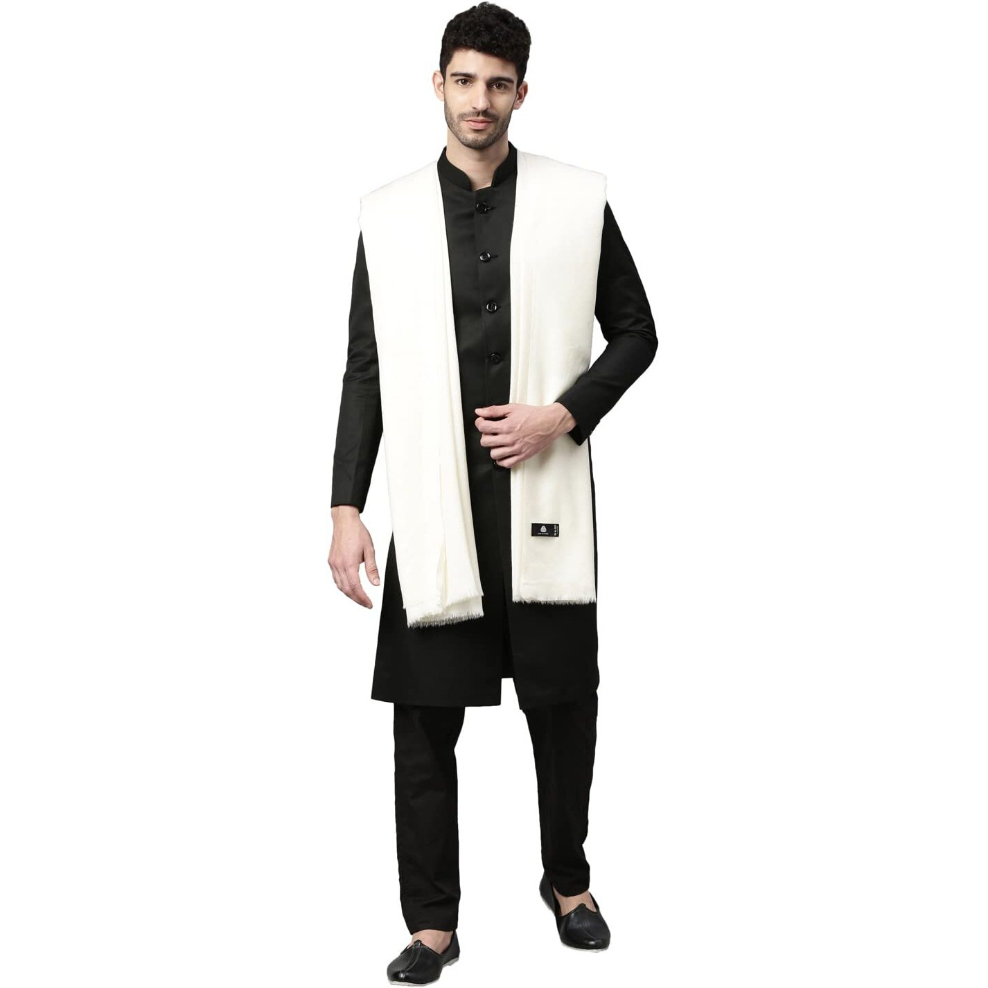 Pashmoda Men Sarmia Pure Wool Toosha Shawl (Beige Size 132X271 Cms)