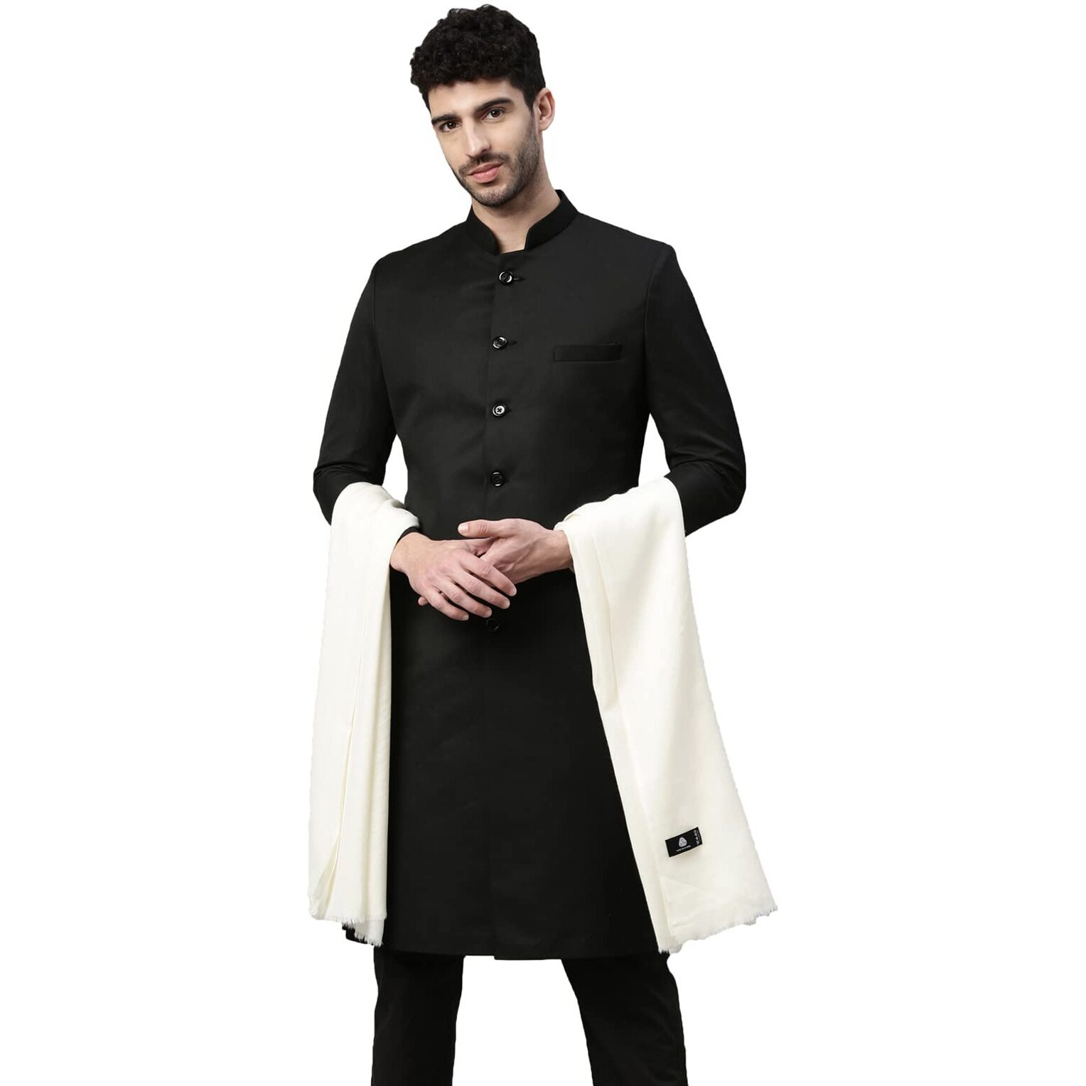 Pashmoda Men Sarmia Pure Wool Toosha Shawl (Beige Size 132X271 Cms)