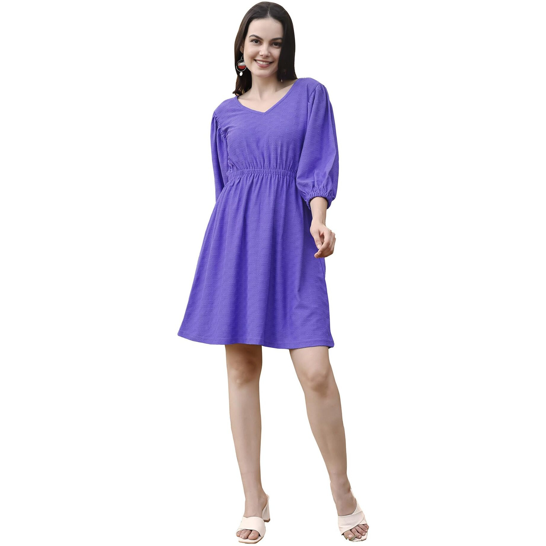Purvaja Womens Fit & Flare Above Knee Length Dress (Pixi-001-Violete_Purple_Xx-Large)