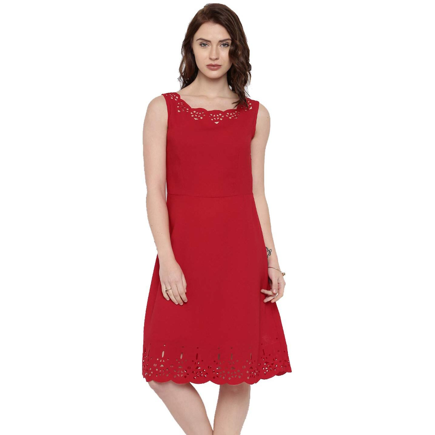 Rare Women's A-Line Dress (Ep1422-M, Red, Medium)