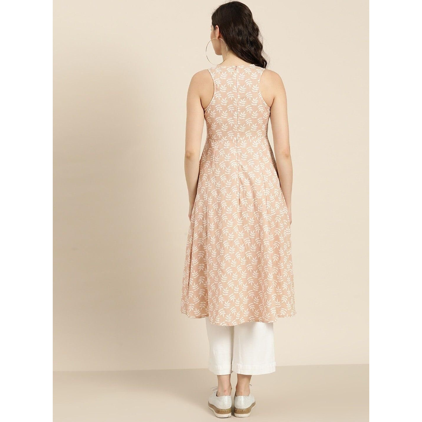 Rytras Women's Printed A-Line Kurta(Ryt518,Beige,Xl)