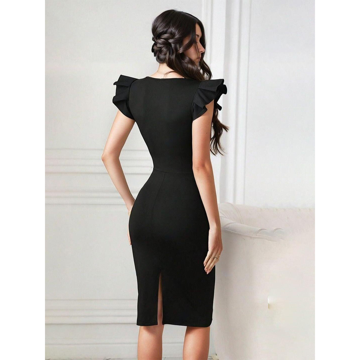 Kotty Women's Stylish Looking Valentno Febric Dress(Black,S)