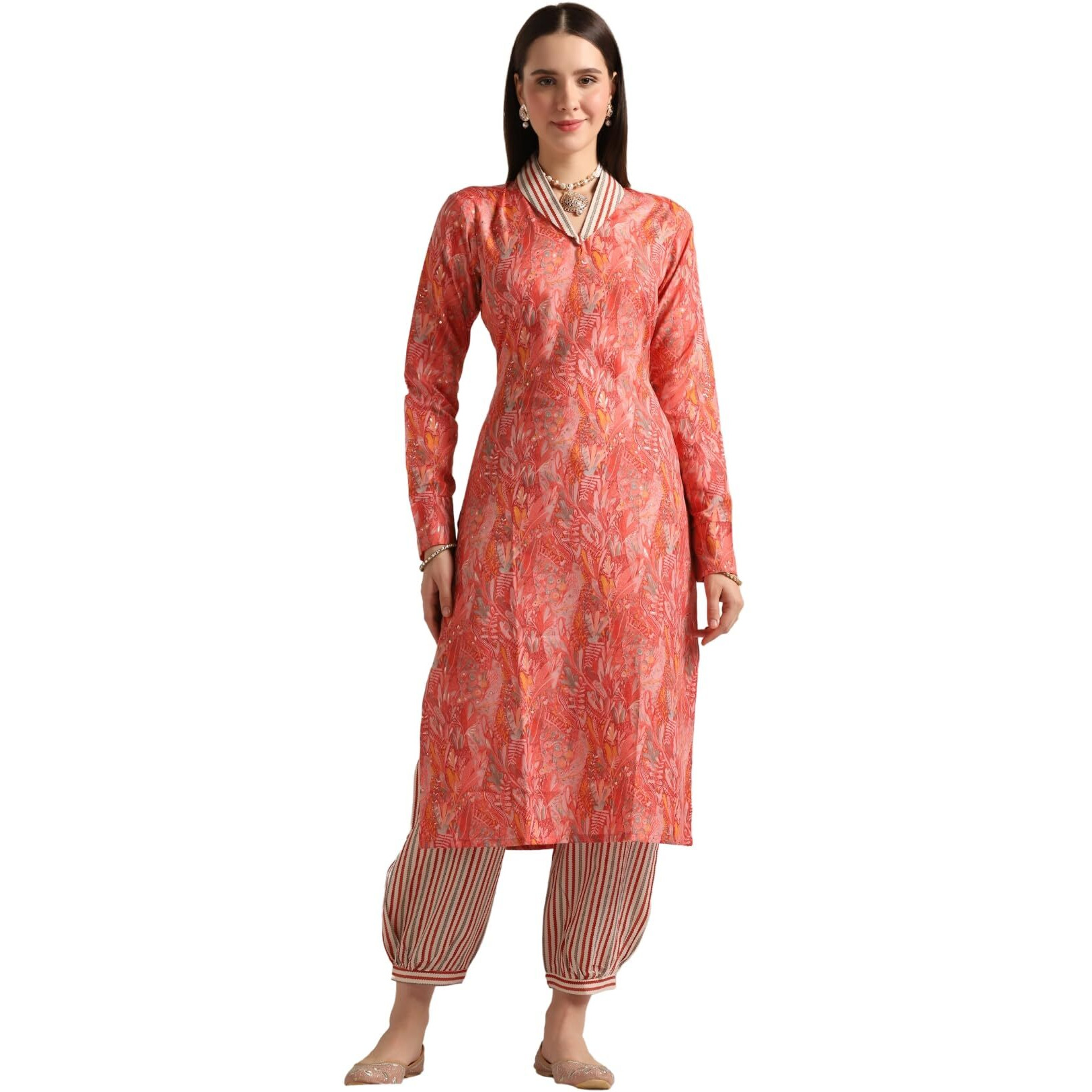 Leriya Fashion Women Cotton Blend Fancy Kurta Set Regular Fit Printed (Lf-K2720&P142_Red_Xl)