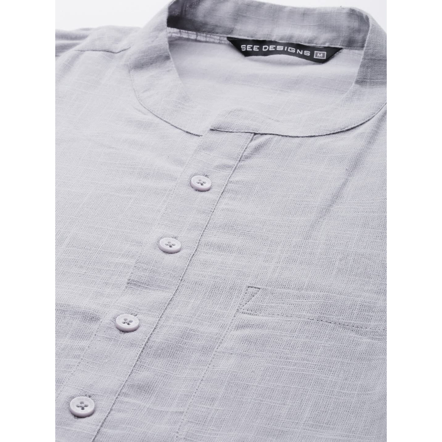 See Designs Men's Grey Cotton Straight Kurta With Slub Effect - Sdkt1011L (L)