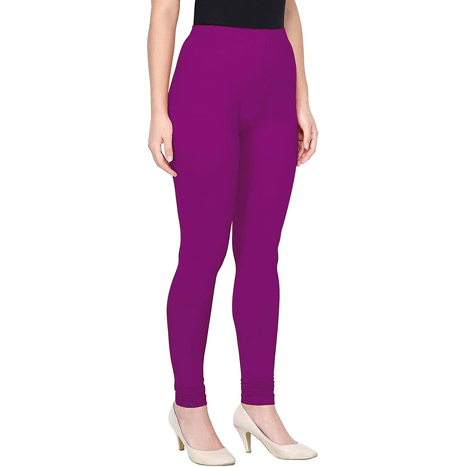 Shasmi Women's Stretch Leggings Com Chudidar Purple 19_Mulberry M