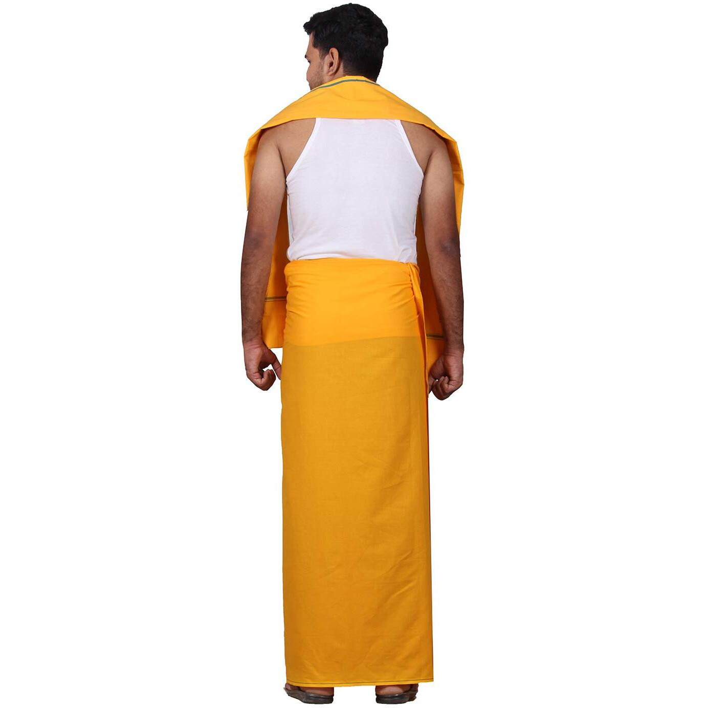 Prakasam Cotton Mens Colour Dhoti With Matching Towel (Roja Colour) / Colour Single Dhoti + Matching Towel (Colour  Mango)
