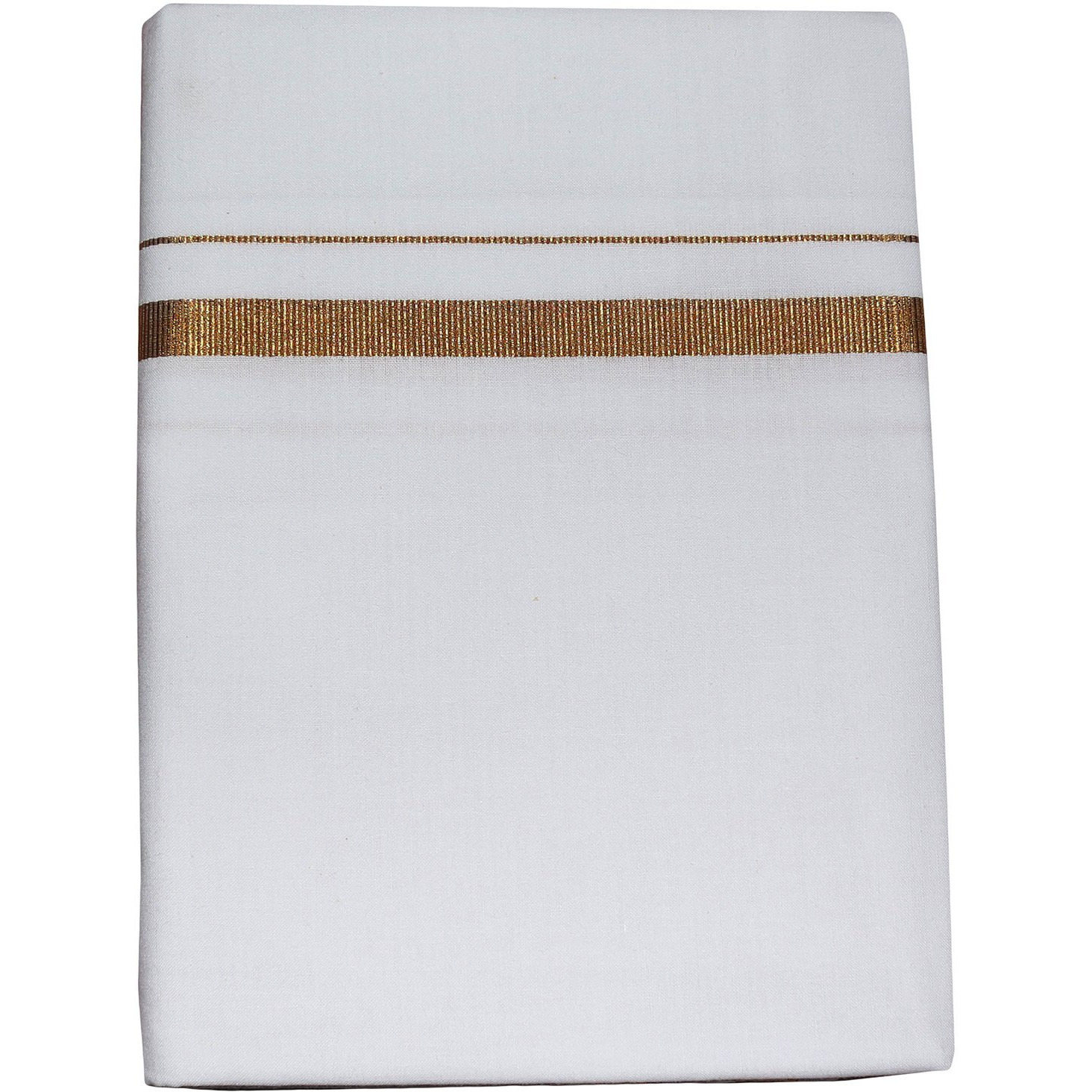 Prakasam Cotton Mens White Cotton Single (1.30X2.00 Meter) Dhoti (Jari Gold)