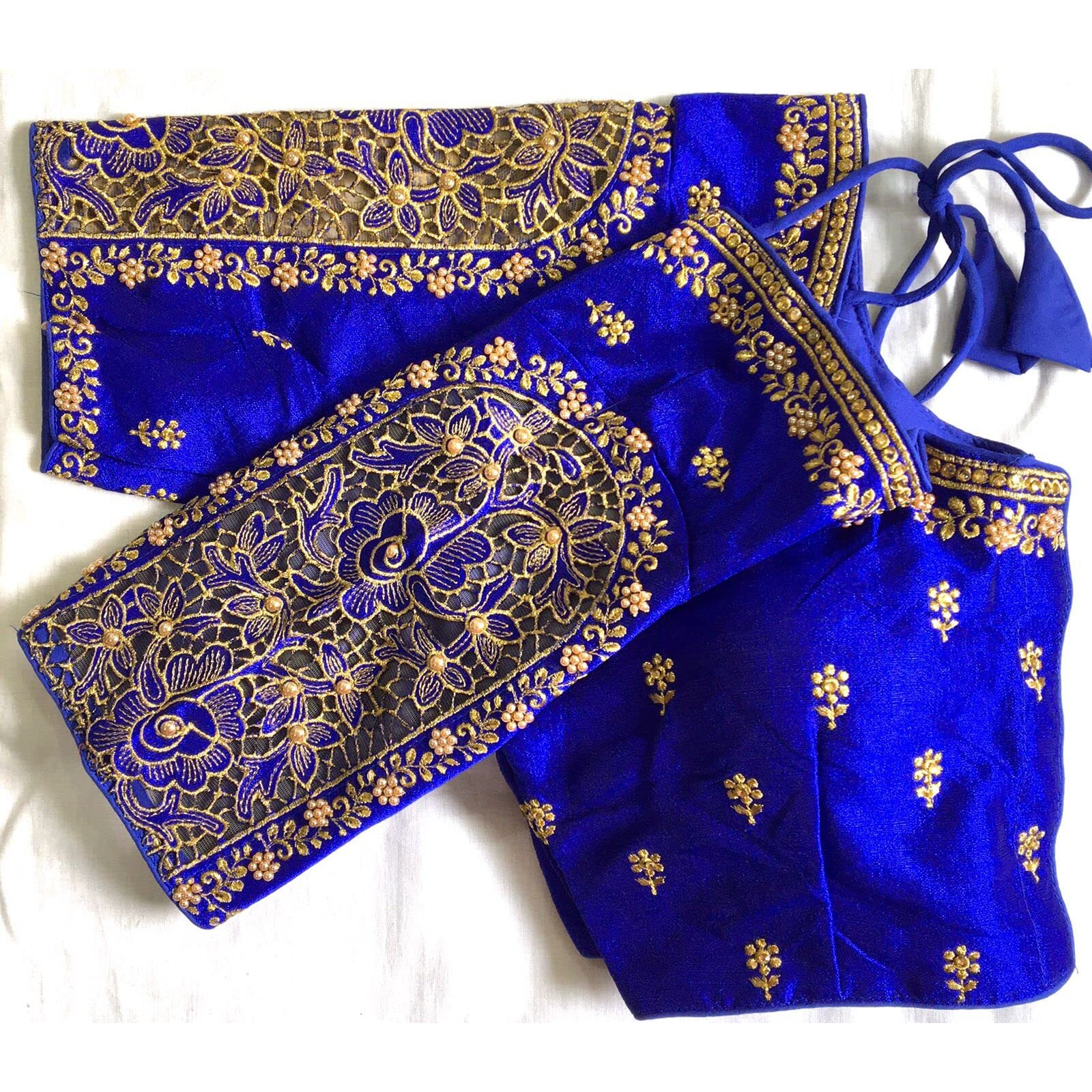 Vihu Fashion Women's Flower Embroidery Sleeves Cut Work Readymade Saree Blouse