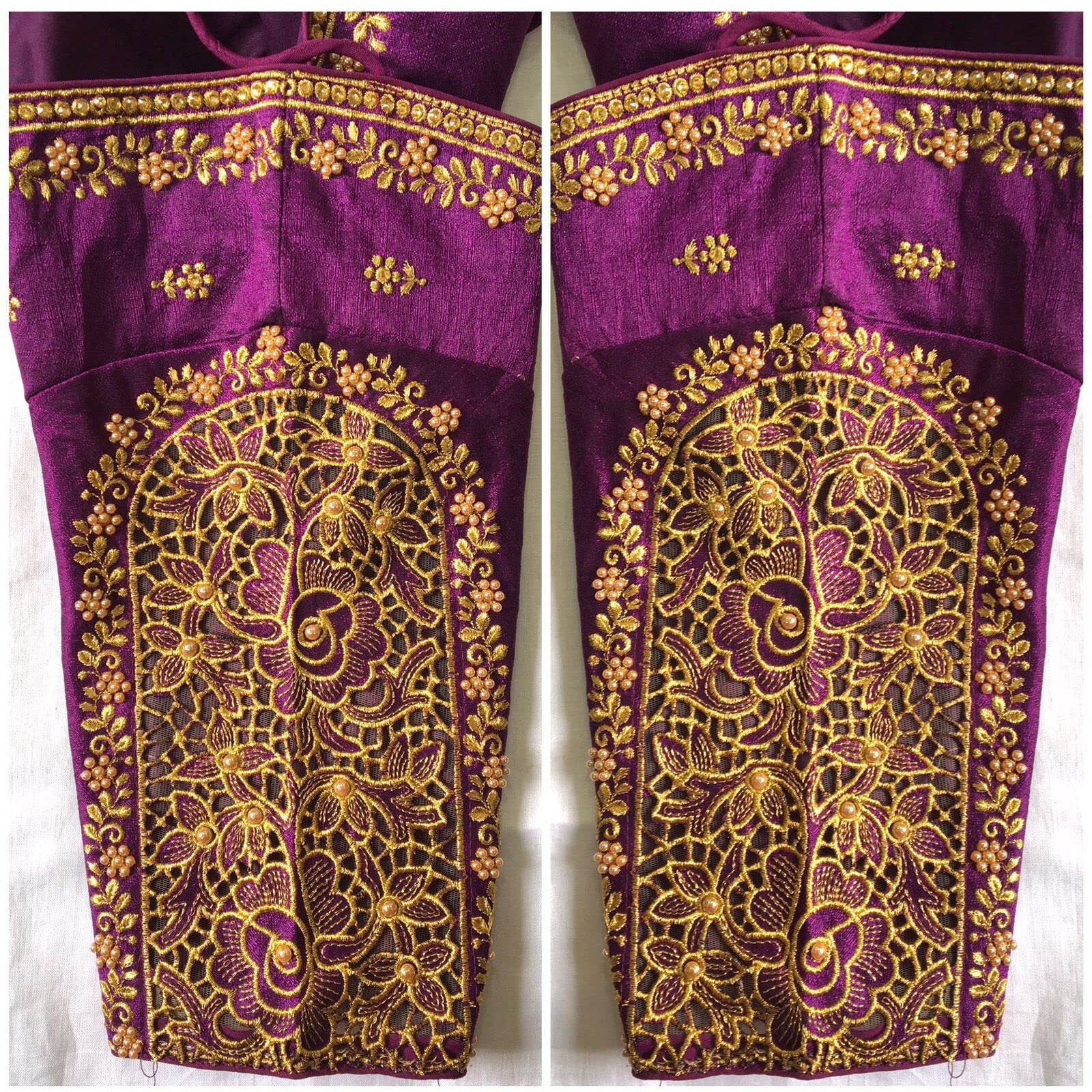 Vihu Fashion Women's Flower Embroidery Sleeves Cut Work Readymade Saree Blouse