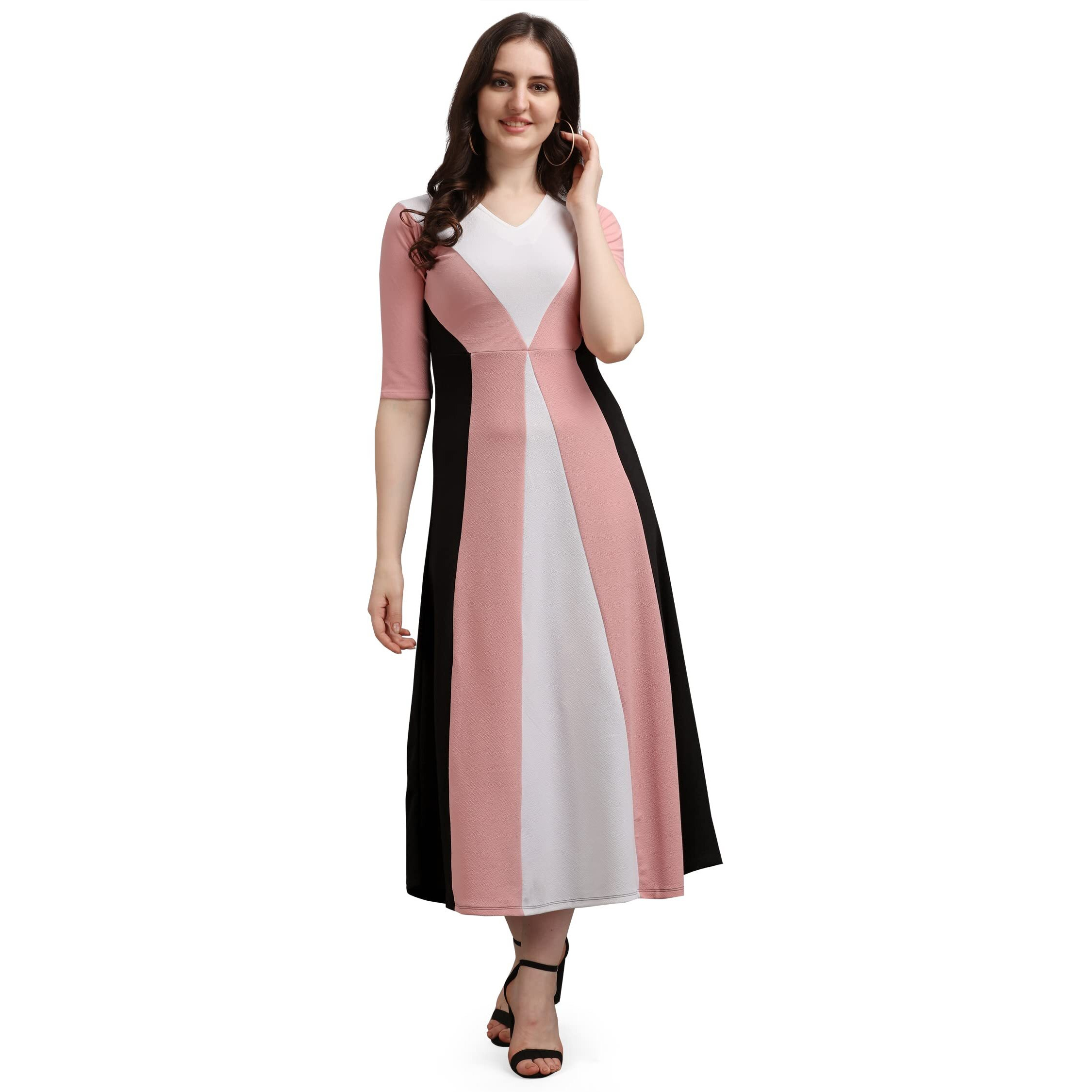 Purvaja Women's Corduroy Empire Waist Maxi Cocktail Dress (Lucy-412-Pe-Bl-L_Peach