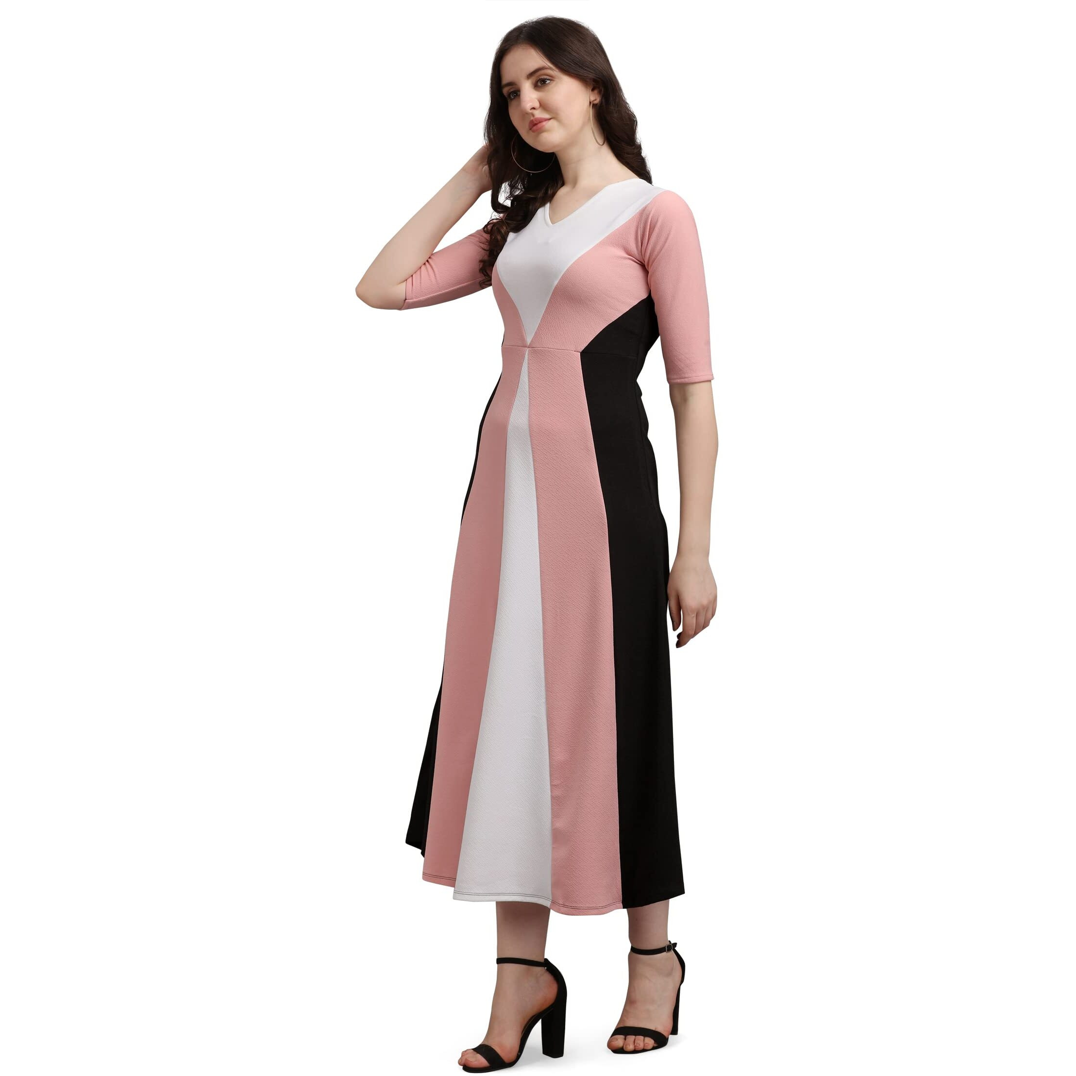 Purvaja Women's Corduroy Empire Waist Maxi Cocktail Dress (Lucy-412-Pe-Bl-L_Peach