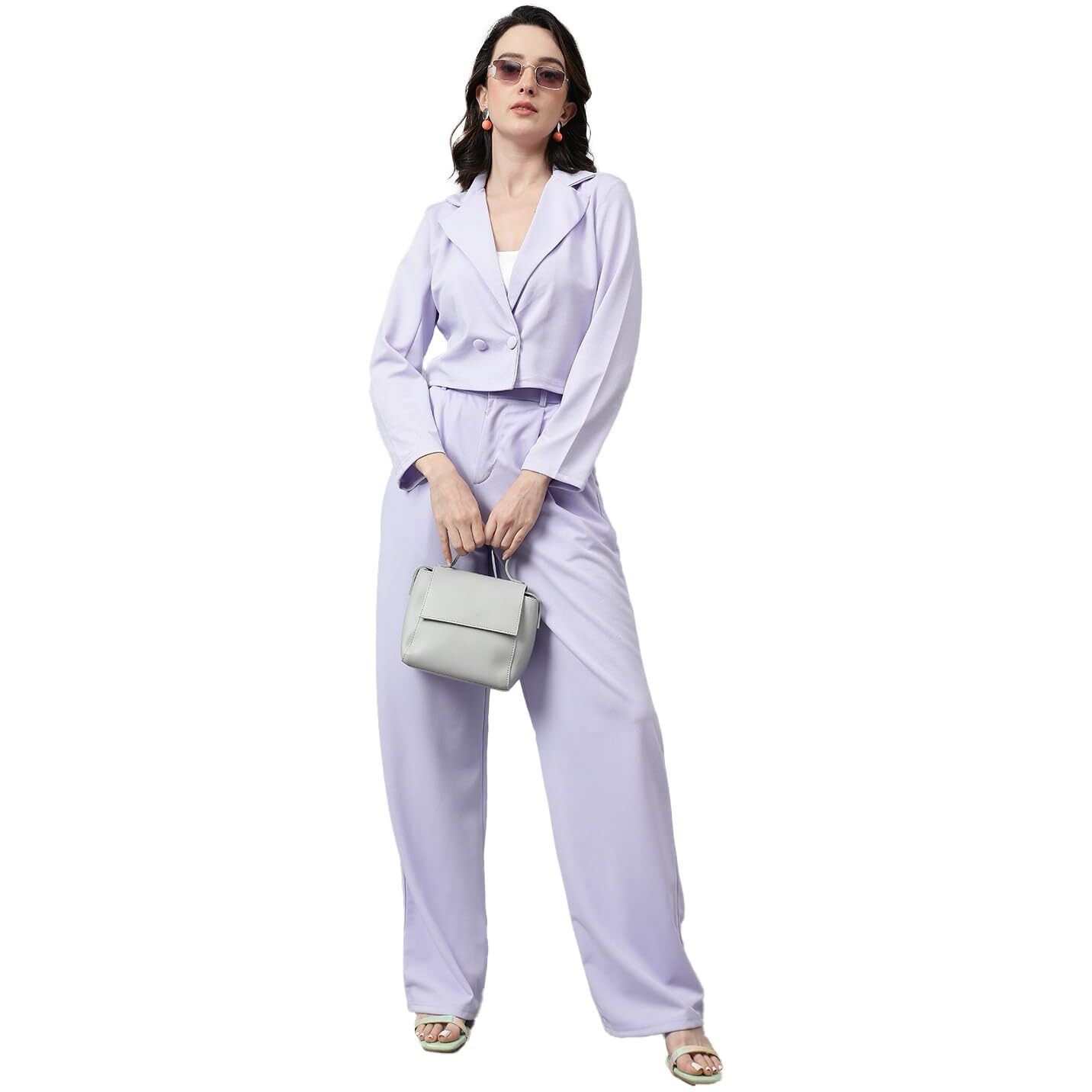 Kotty Women's Dress Pant With Blazer Co-Ords Set Light Purple