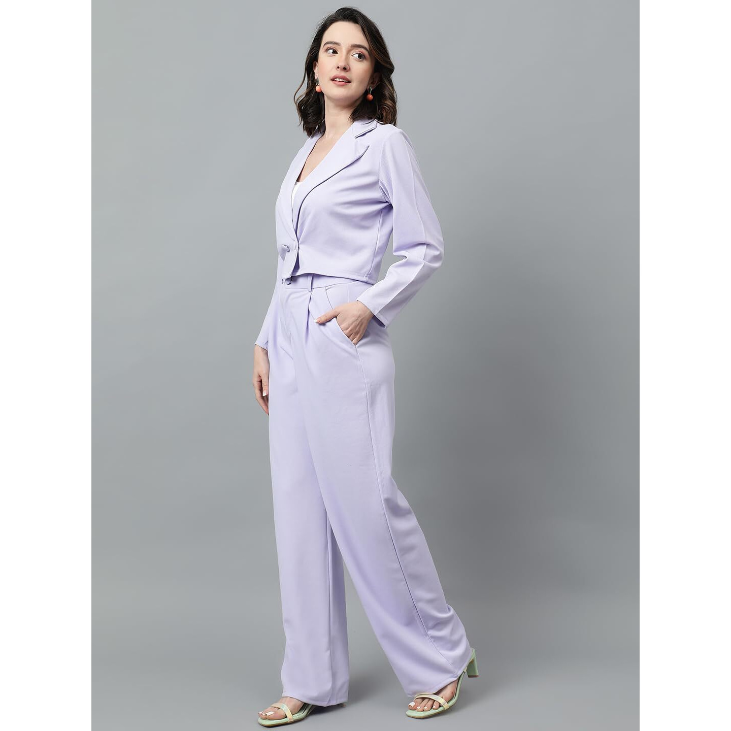 Kotty Women's Dress Pant With Blazer Co-Ords Set Light Purple