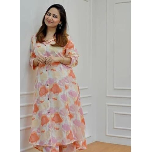 Leriya Fashion-Oslc House Women's Rayon Solid Regular Kurta Set (Lf-W1814&Tr871_Orange_2Xl)