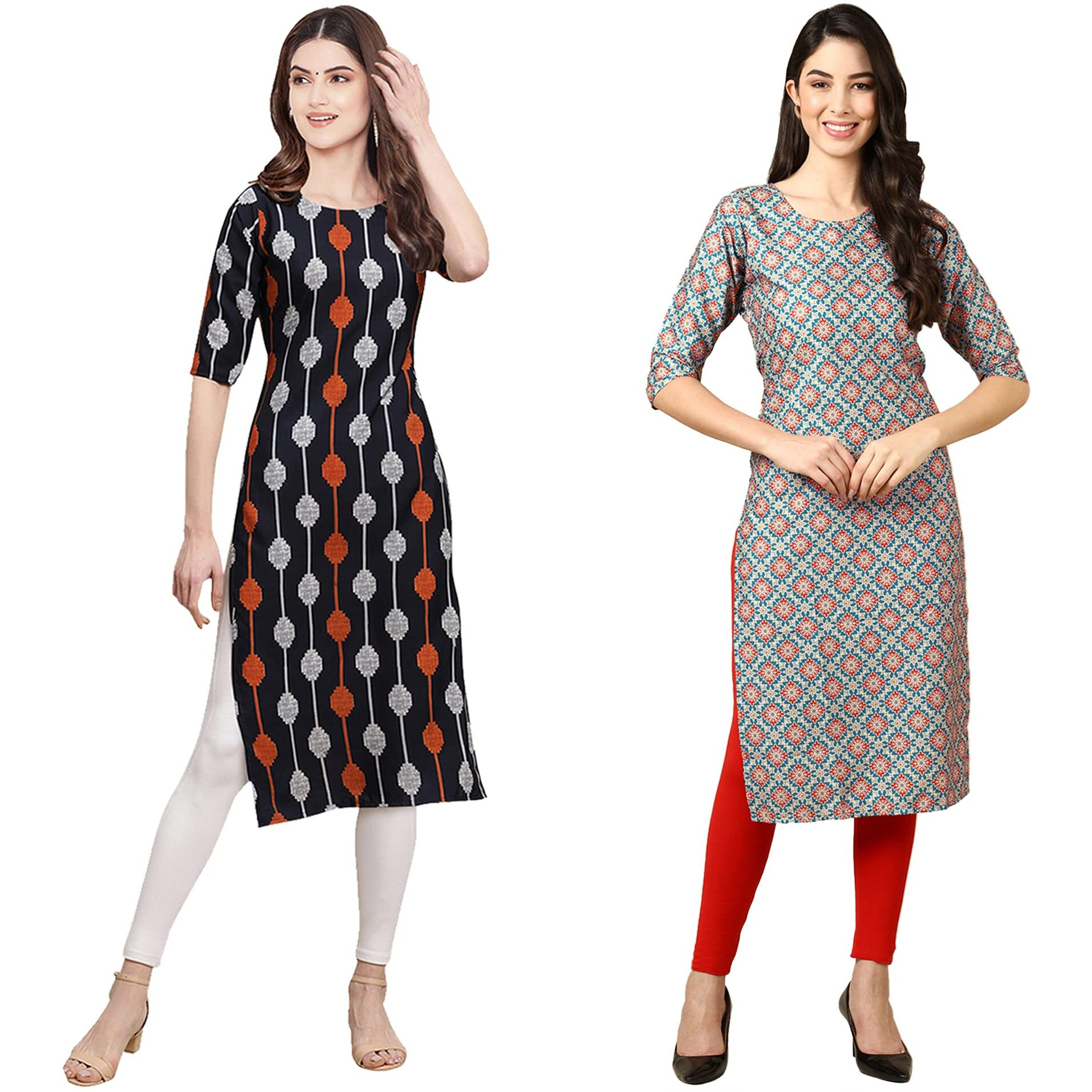 Pinkmint Women's Crepe Digital Print Straight Kurta (W-330-372_Xxl)