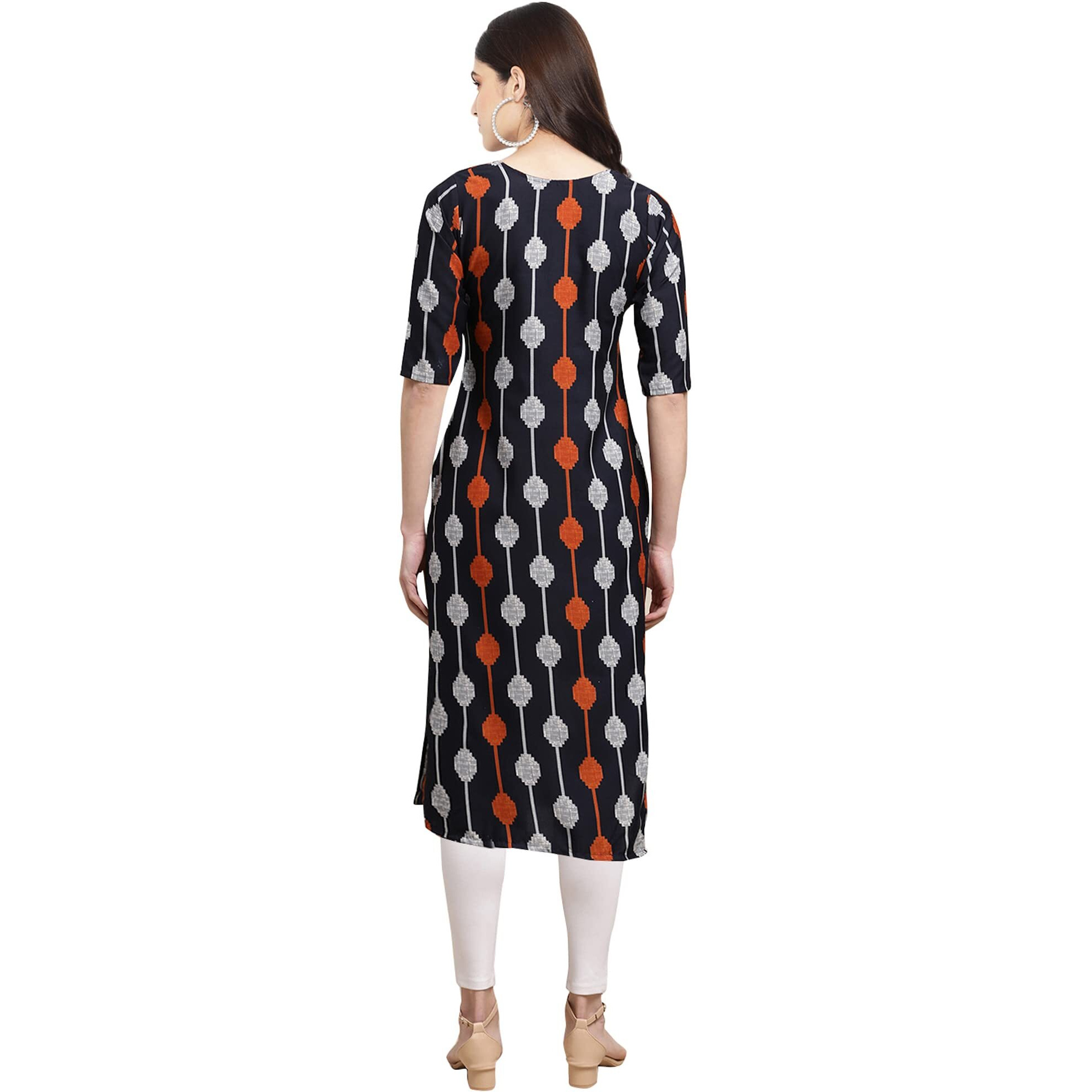 Pinkmint Women's Crepe Digital Print Straight Kurta (W-330-372_Xxl)