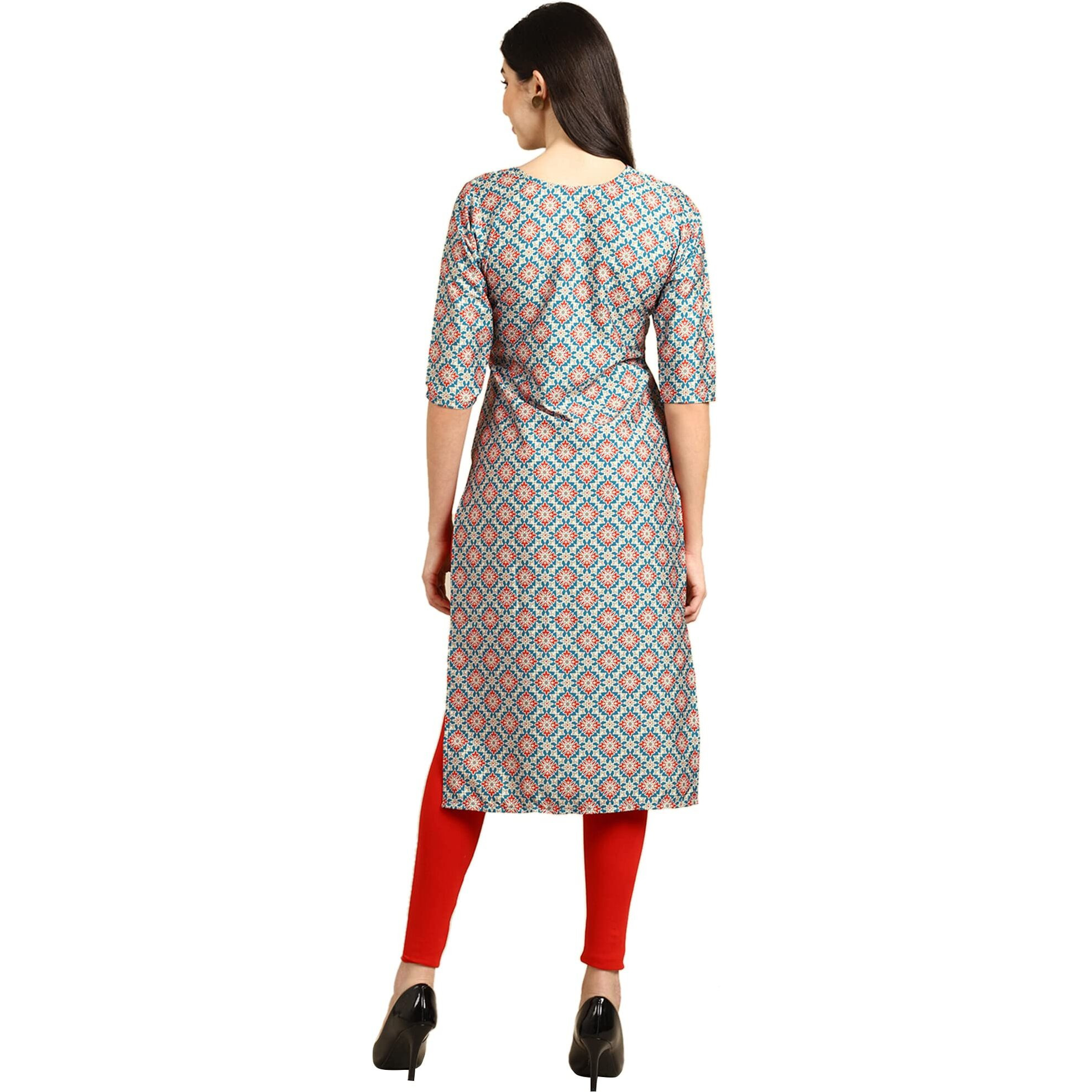 Pinkmint Women's Crepe Digital Print Straight Kurta (W-330-372_Xxl)