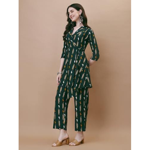 Shiv Textiles Cotton Printed Co Ord Set For Women.(09_Green_2Xl)