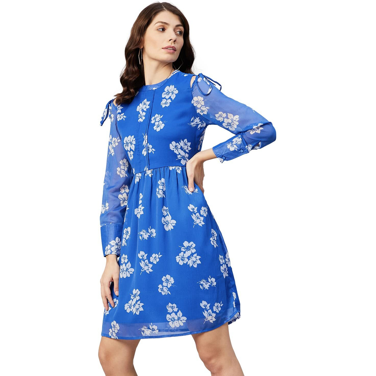 Rare Women's Chiffon A-Line Above The Knee Dress (Ep2978_Blue_S)