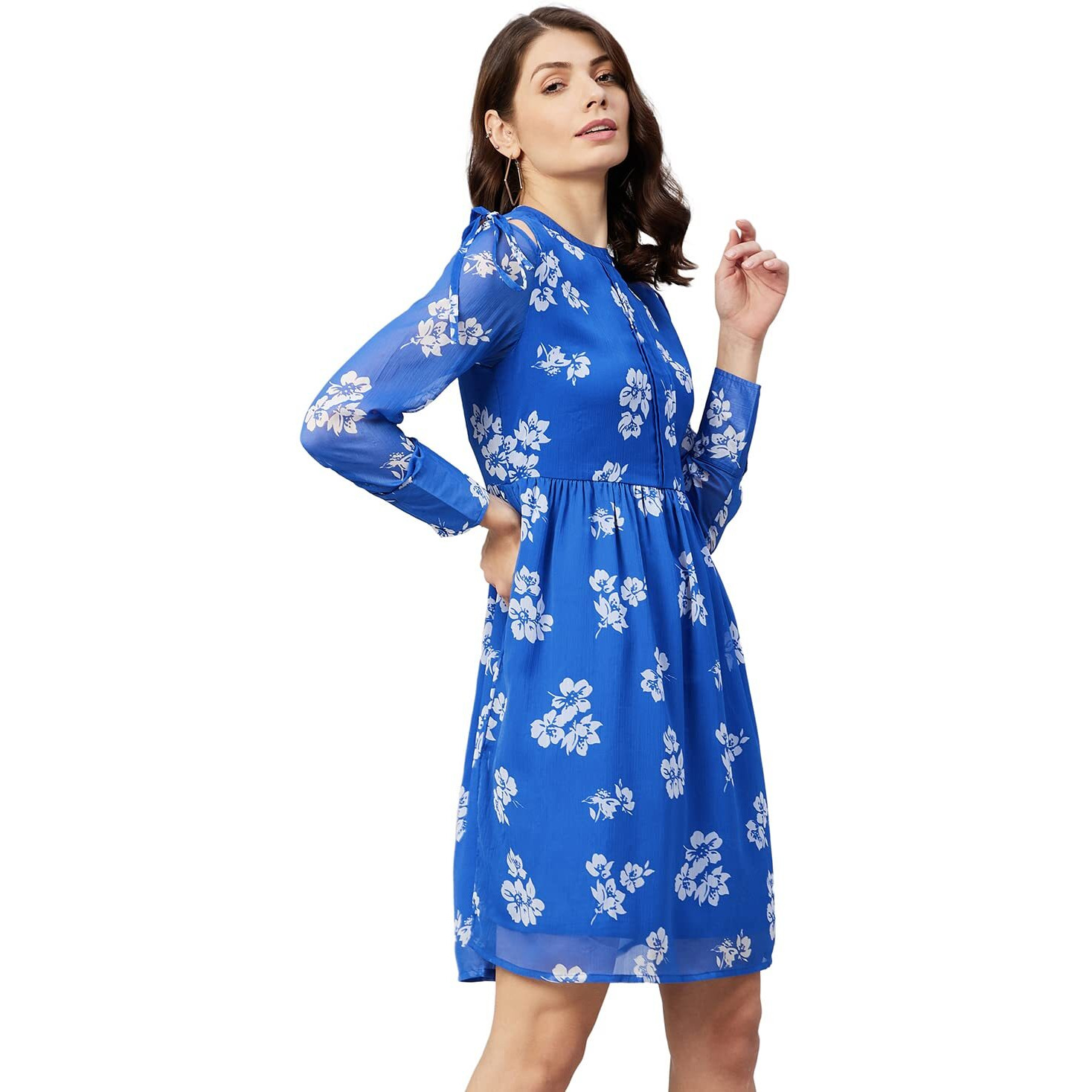 Rare Women's Chiffon A-Line Above The Knee Dress (Ep2978_Blue_S)