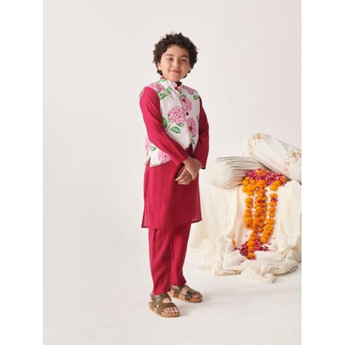 Pspeaches Boys Printed Regular Kurta With Pyjamas (15-16Years)