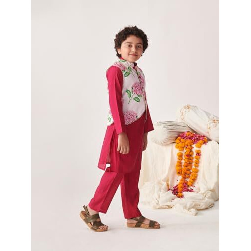 Pspeaches Boys Printed Regular Kurta With Pyjamas (15-16Years)