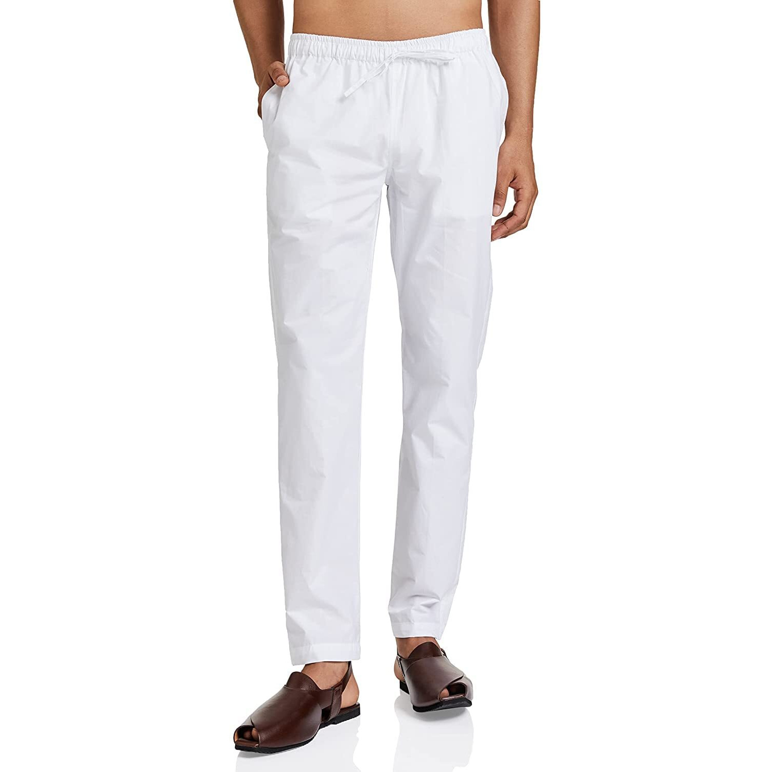 See Designs White Cotton Regular Fit Pyjamas N Elasticated Waistband_Sdpj100S