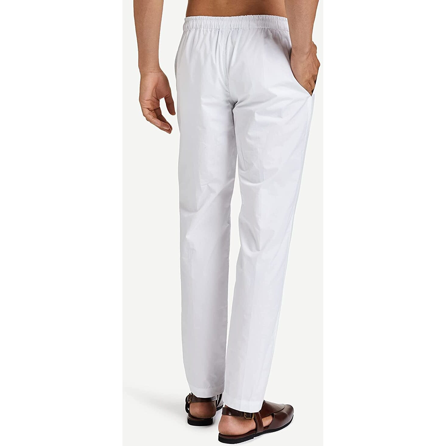 See Designs White Cotton Regular Fit Pyjamas N Elasticated Waistband_Sdpj100S