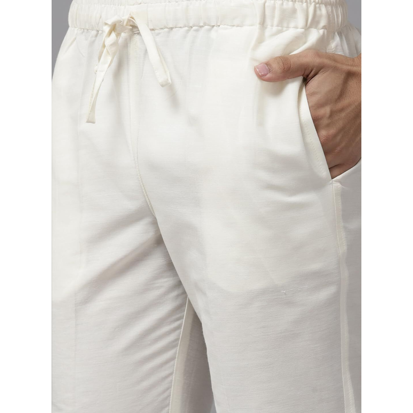 See Designs Men Full Sleeve Off White And Gold Chanderi Silk Sequins Mandarin Collar Side Slit Kurta With Pyjama - Sdkt242206Xs